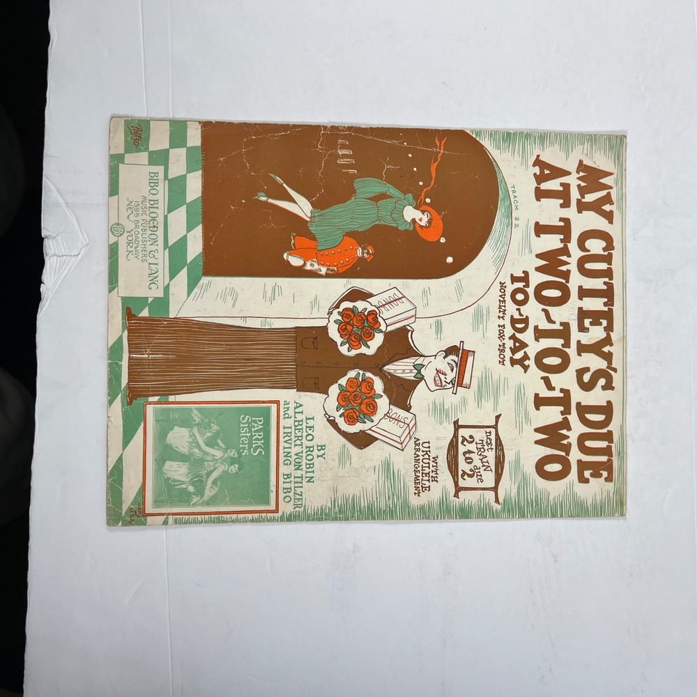 Vintage 1926 My Cutey's Due at Two-to-Two To-Day Sheet Music Art Deco Politzer